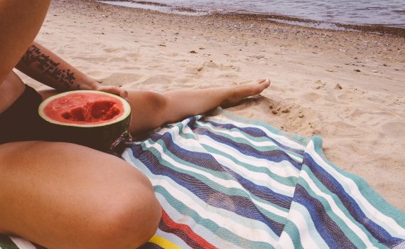 diet watermelon on beach